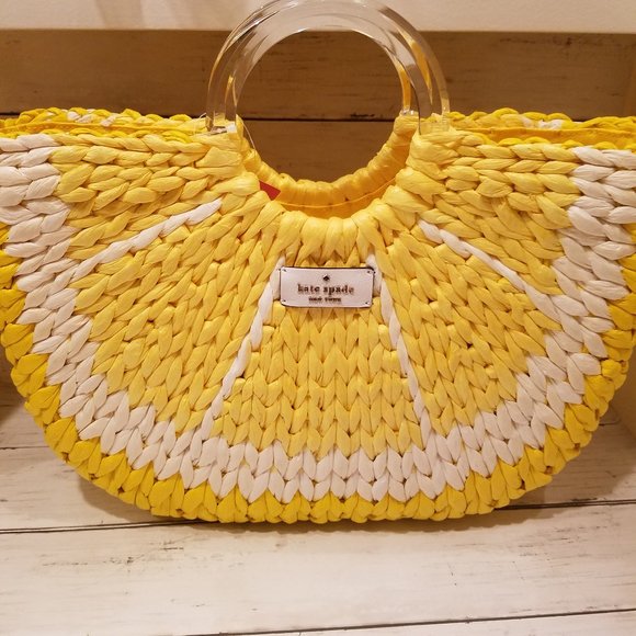 kate spade Handbags - NWT KATE SPADE PICNIC PERFECT LEMON TOTE WICKER